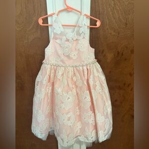 Elegant Pink/Peach Floral Party Dress size 5 girls great condition